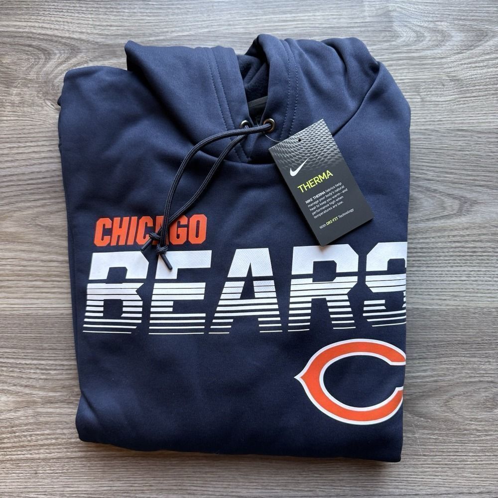 Chicago Bears Hoodie Mens Medium Nike Pullover Sweatshirt On Field NFL 100th NWT